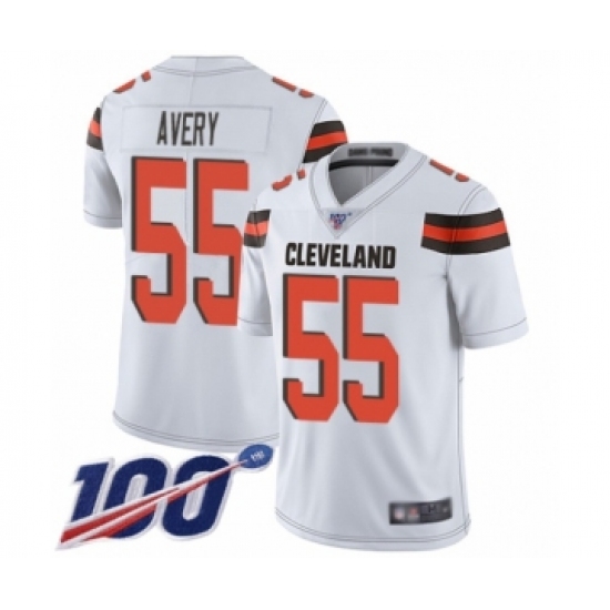 Men's Cleveland Browns 55 Genard Avery White Vapor Untouchable Limited Player 100th Season Football Jersey