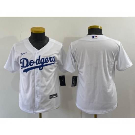 Youth Los Angeles Dodgers Blank White Stitched MLB Cool Base Nike Jersey