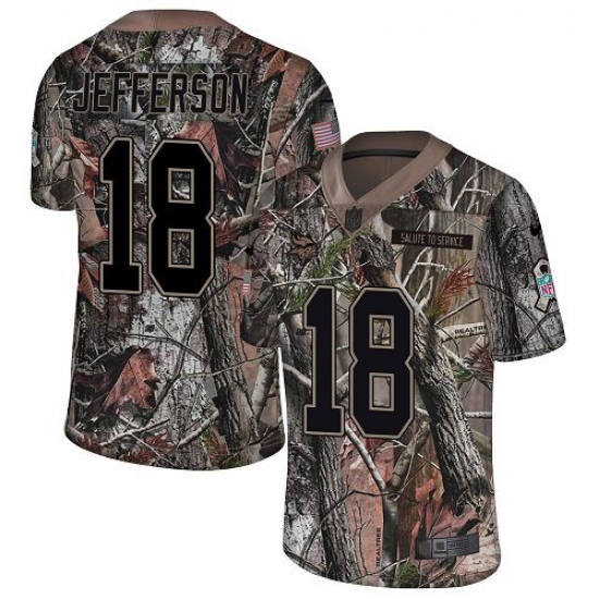 Youth Minnesota Vikings 18 Justin Jefferson Camo Stitched NFL Limited Rush Realtree Jersey