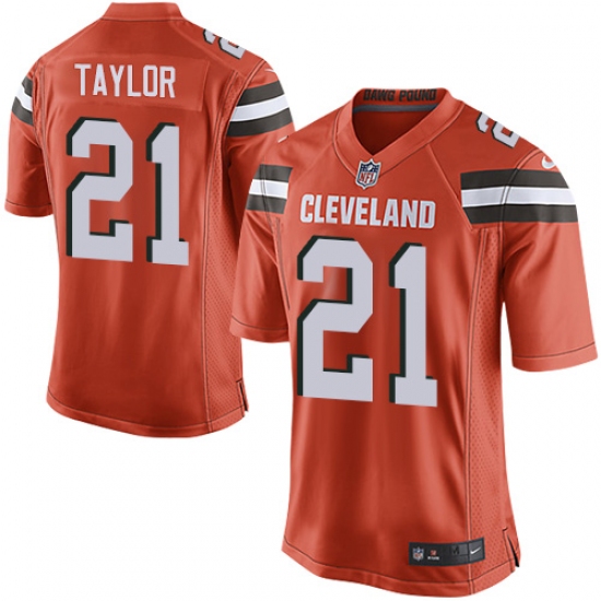 Men's Nike Cleveland Browns 21 Jamar Taylor Game Orange Alternate NFL Jersey