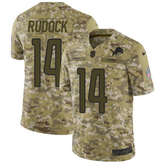 Youth Nike Detroit Lions 14 Jake Rudock Limited Camo 2018 Salute to Service NFL Jersey