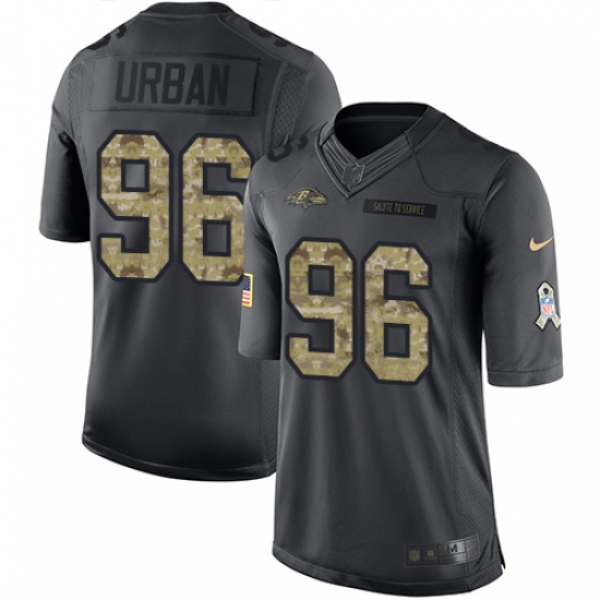 Youth Nike Baltimore Ravens 96 Brent Urban Limited Black 2016 Salute to Service NFL Jersey