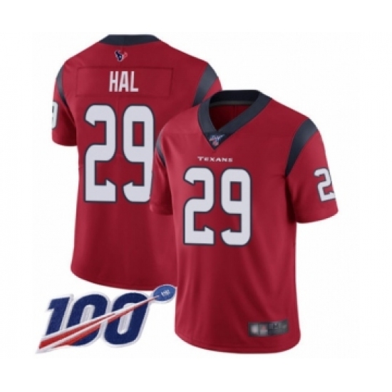 Men's Houston Texans 29 Andre Hal Red Alternate Vapor Untouchable Limited Player 100th Season Football Jersey