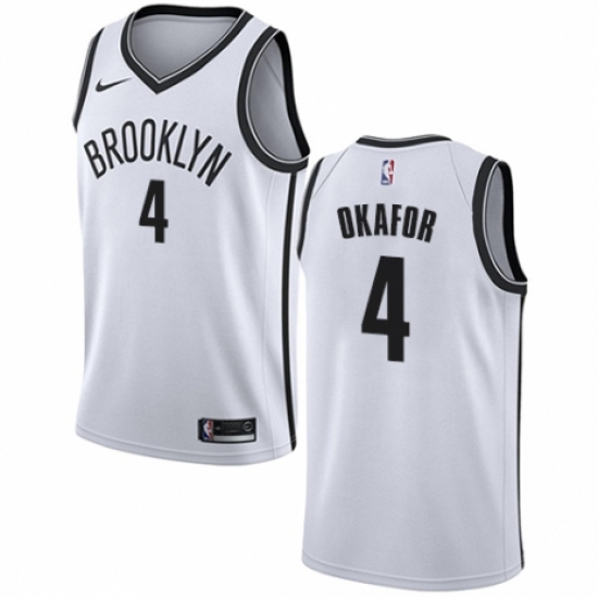 Women's Nike Brooklyn Nets 4 Jahlil Okafor Authentic White NBA Jersey - Association Edition