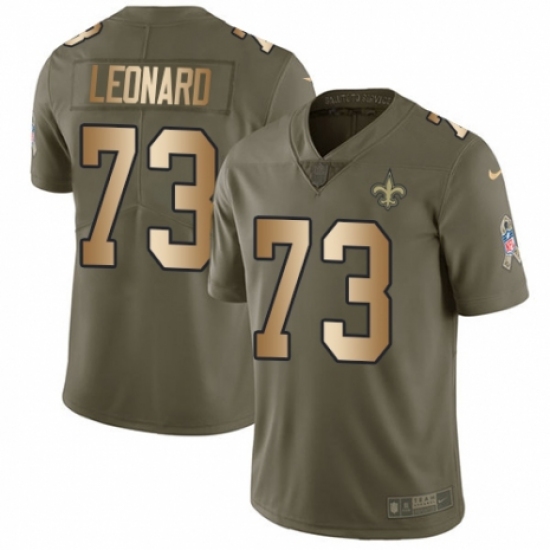 Youth Nike New Orleans Saints 73 Rick Leonard Limited Olive/Gold 2017 Salute to Service NFL Jersey