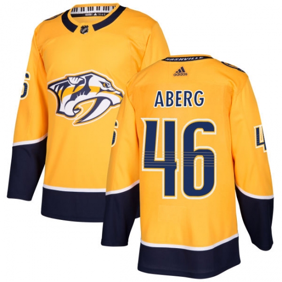 Men's Adidas Nashville Predators 46 Pontus Aberg Authentic Gold Home NHL Jersey