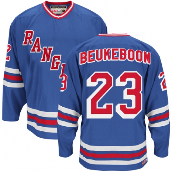 Men's CCM New York Rangers 23 Jeff Beukeboom Authentic Royal Blue Heroes of Hockey Alumni Throwback NHL Jersey