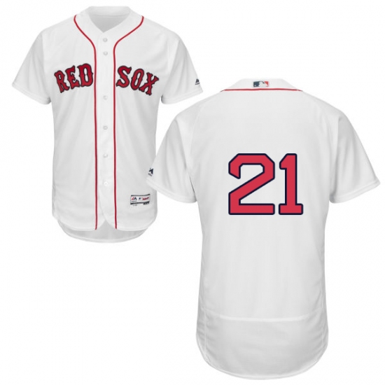 Men's Majestic Boston Red Sox 21 Roger Clemens White Flexbase Authentic Collection MLB Jersey