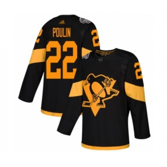 Youth Pittsburgh Penguins 22 Samuel Poulin Authentic Black 2019 Stadium Series Hockey Jersey