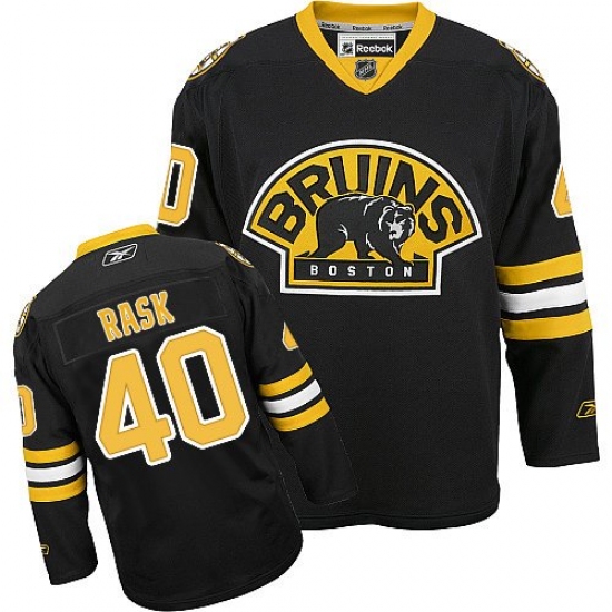 Men's Reebok Boston Bruins 40 Tuukka Rask Authentic Black Third NHL Jersey