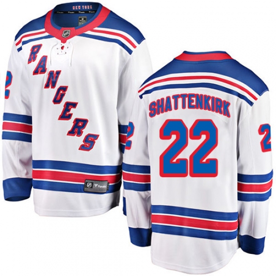 Men's New York Rangers 22 Kevin Shattenkirk Fanatics Branded White Away Breakaway NHL Jersey