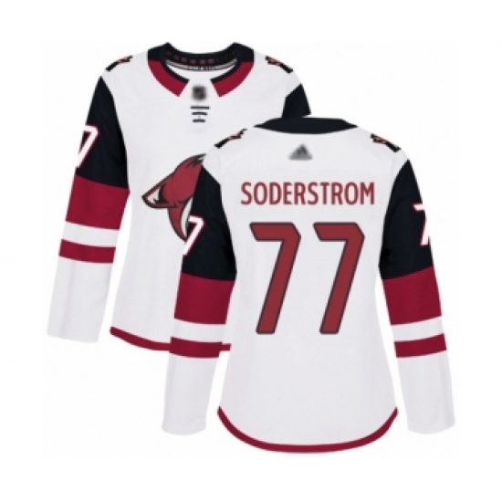 Women's Arizona Coyotes 77 Victor Soderstrom Authentic White Away Hockey Jersey