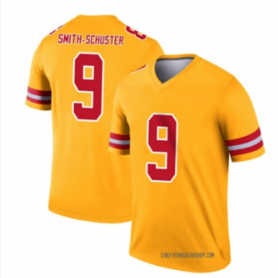 Men'sKansas City Chiefs 9 JuJu SmithSchuster Gold Inverted Jersey