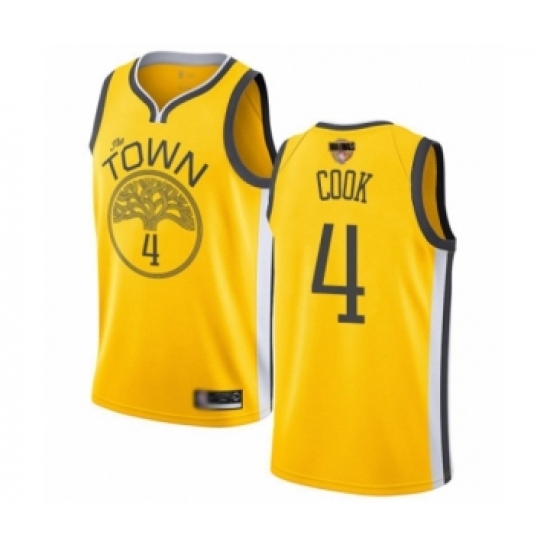 Men's Golden State Warriors 4 Quinn Cook Yellow Swingman 2019 Basketball Finals Bound Jersey - Earned Edition