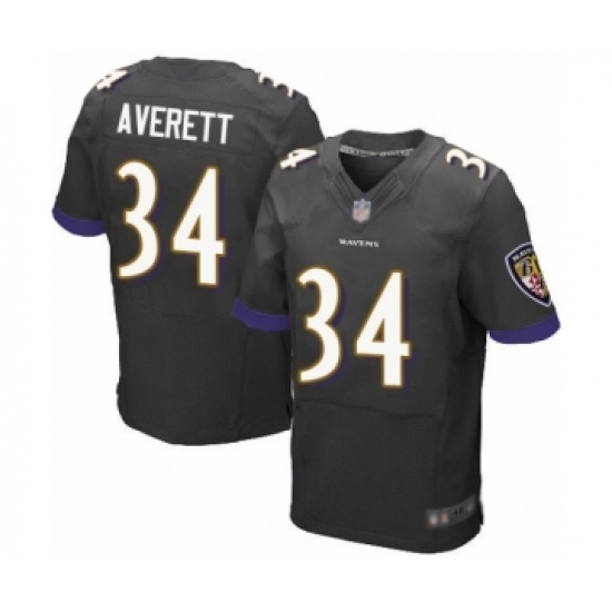 Men's Baltimore Ravens 34 Anthony Averett Elite Black Alternate Football Jersey