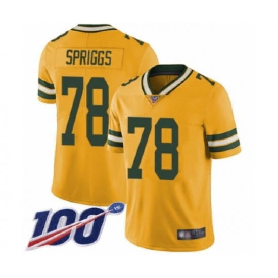 Men's Green Bay Packers 78 Jason Spriggs Limited Gold Rush Vapor Untouchable 100th Season Football Jersey