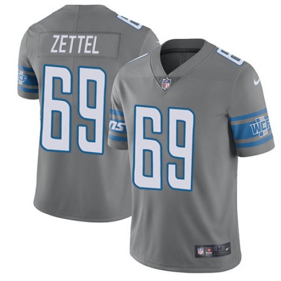 Youth Nike Detroit Lions 69 Anthony Zettel Limited Steel Rush Vapor Untouchable NFL Jersey