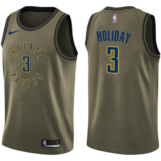 Men's Nike Indiana Pacers 3 Aaron Holiday Swingman Green Salute to Service NBA Jersey