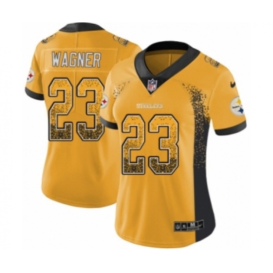 Women's Nike Pittsburgh Steelers 23 Mike Wagner Limited Gold Rush Drift Fashion NFL Jersey