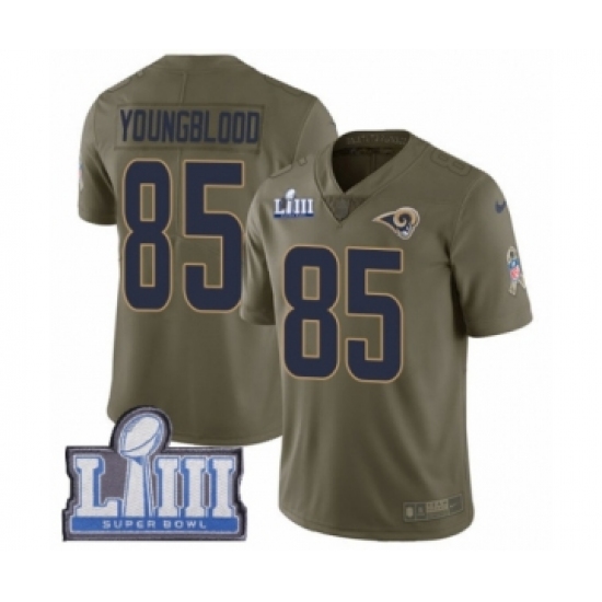 Youth Nike Los Angeles Rams 85 Jack Youngblood Limited Olive 2017 Salute to Service Super Bowl LIII Bound NFL Jersey