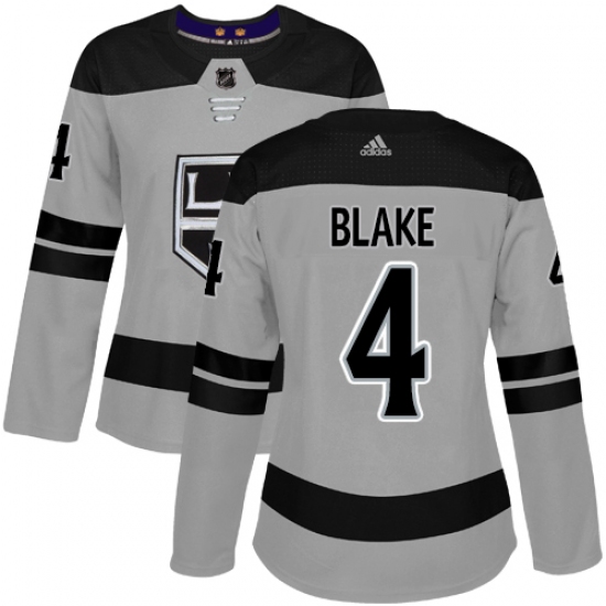 Women's Adidas Los Angeles Kings 4 Rob Blake Authentic Gray Alternate NHL Jersey