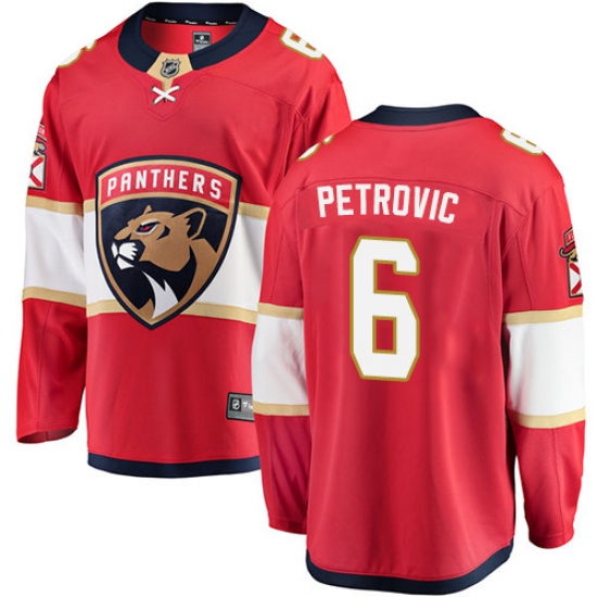 Men's Florida Panthers 6 Alex Petrovic Fanatics Branded Red Home Breakaway NHL Jersey