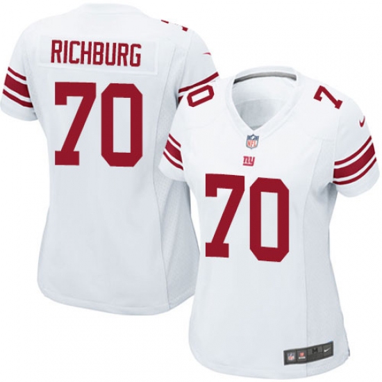 Women's Nike New York Giants 70 Weston Richburg Game White NFL Jersey