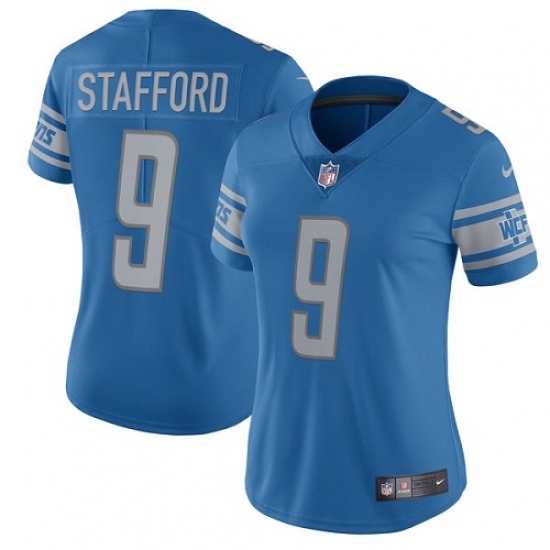 Women's Nike Detroit Lions 9 Matthew Stafford Limited Light Blue Team Color Vapor Untouchable NFL Jersey