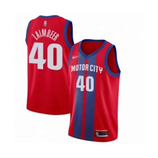 Men's Detroit Pistons 40 Bill Laimbeer Swingman Red Basketball Jersey - 2019 20 City Edition