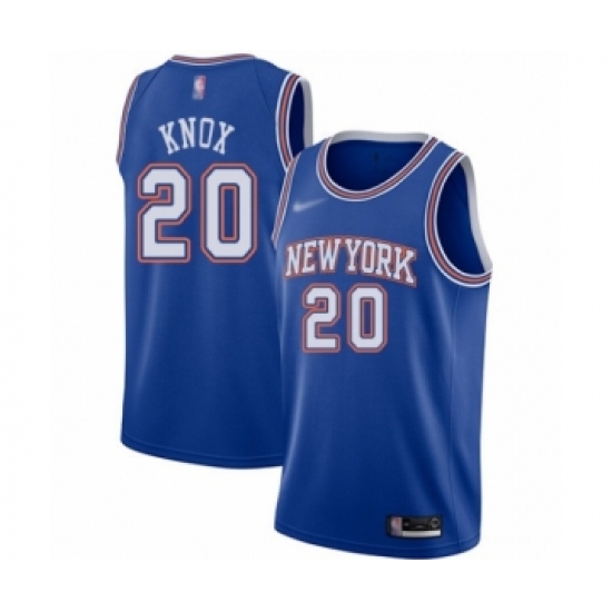 Youth New York Knicks 20 Kevin Knox Swingman Blue Basketball Jersey - Statement Edition