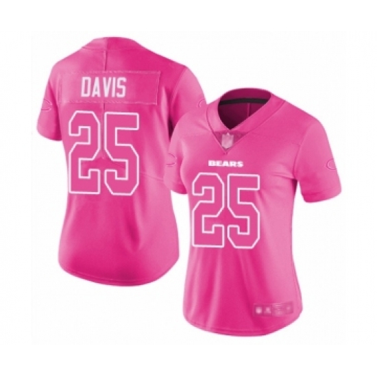 Women's Chicago Bears 25 Mike Davis Limited Pink Rush Fashion Football Jersey