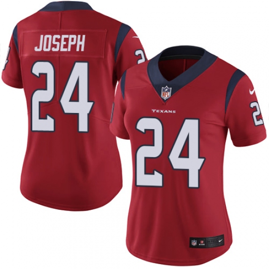 Women's Nike Houston Texans 24 Johnathan Joseph Limited Red Alternate Vapor Untouchable NFL Jersey