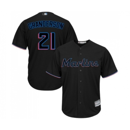 Men's Miami Marlins 21 Curtis Granderson Replica Black Alternate 2 Cool Base Baseball Jersey