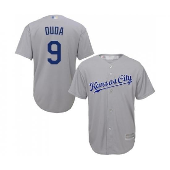 Youth Kansas City Royals 9 Lucas Duda Replica Grey Road Cool Base Baseball Jersey