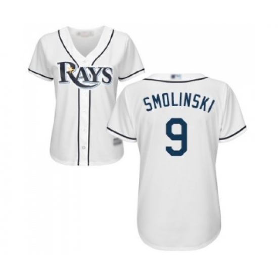 Women's Tampa Bay Rays 9 Jake Smolinski Replica White Home Cool Base Baseball Jersey