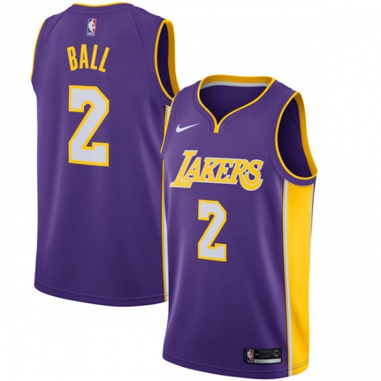 Women's Nike Los Angeles Lakers 2 Lonzo Ball Swingman Purple NBA Jersey - Statement Edition