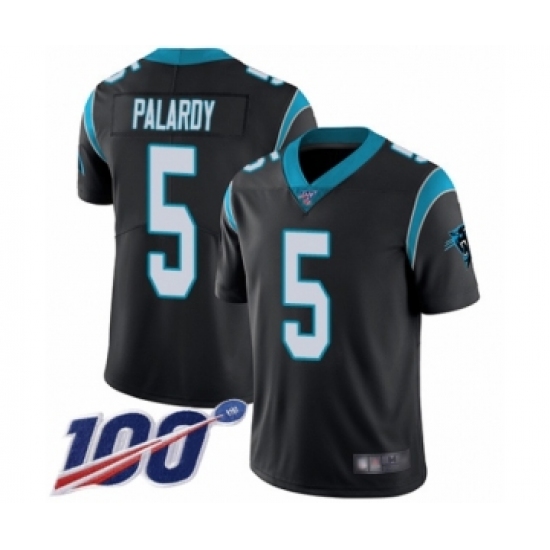 Men's Carolina Panthers 5 Michael Palardy Black Team Color Vapor Untouchable Limited Player 100th Season Football Jersey