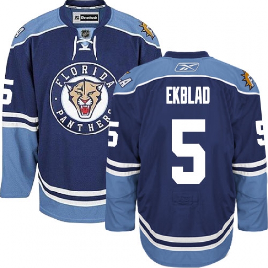 Men's Reebok Florida Panthers 5 Aaron Ekblad Premier Navy Blue Third NHL Jersey