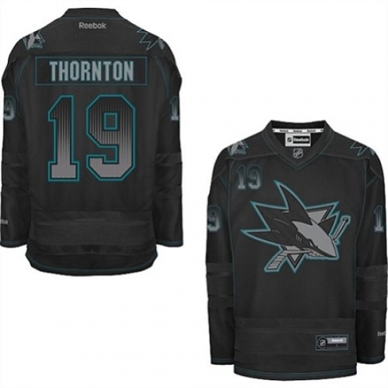 Men's Reebok San Jose Sharks 19 Joe Thornton Premier Black Ice NHL Jersey