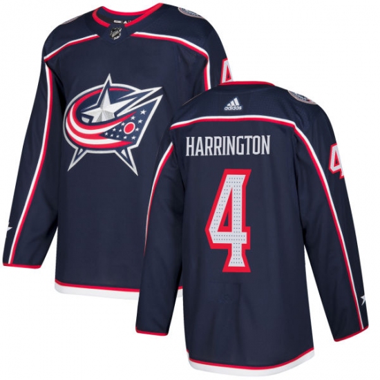 Men's Adidas Columbus Blue Jackets 4 Scott Harrington Premier Navy Blue Home NHL Jersey