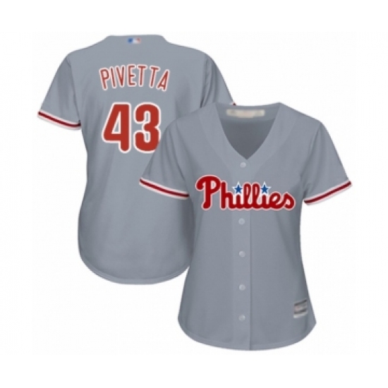 Women's Philadelphia Phillies 43 Nick Pivetta Authentic Grey Road Cool Base Baseball Player Jersey