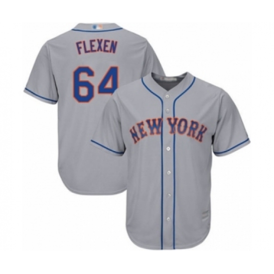 Youth New York Mets 64 Chris Flexen Authentic Grey Road Cool Base Baseball Player Jersey