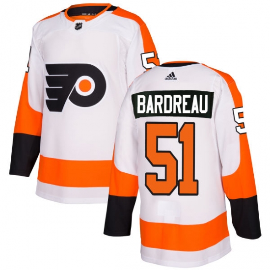 Men's Adidas Philadelphia Flyers 51 Cole Bardreau Authentic White Away NHL Jersey