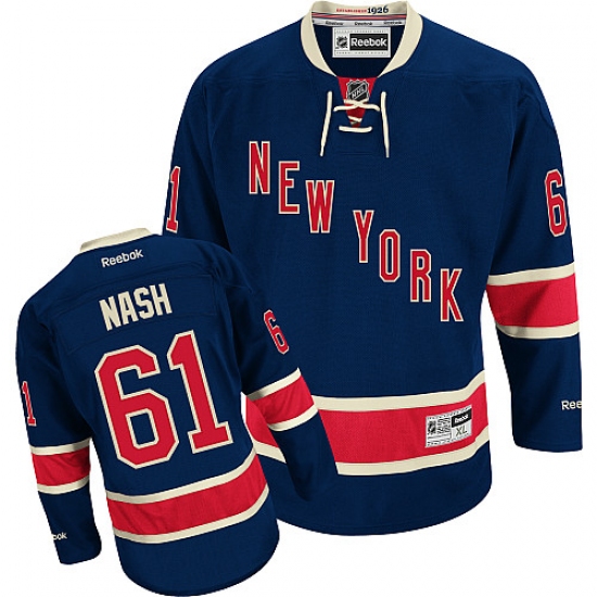 Youth Reebok New York Rangers 61 Rick Nash Authentic Navy Blue Third NHL Jersey