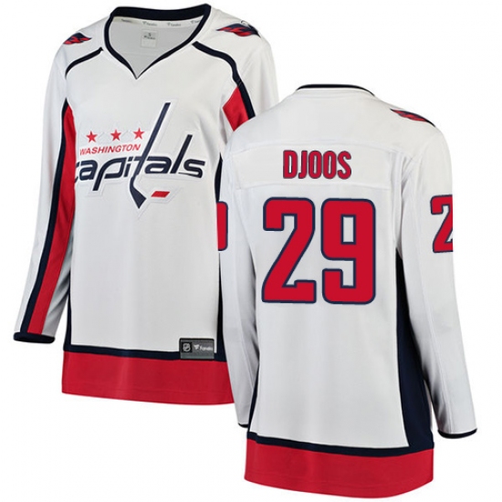 Women's Washington Capitals 29 Christian Djoos Fanatics Branded White Away Breakaway NHL Jersey