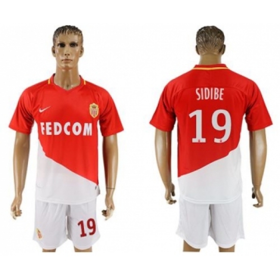 Monaco 19 Sidibe Home Soccer Club Jersey