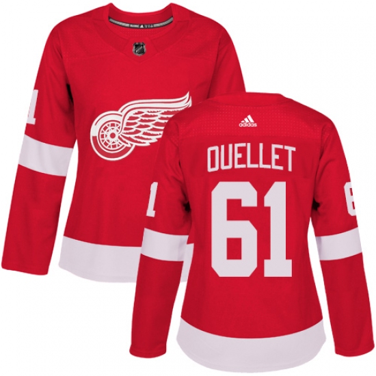 Women's Adidas Detroit Red Wings 61 Xavier Ouellet Premier Red Home NHL Jersey