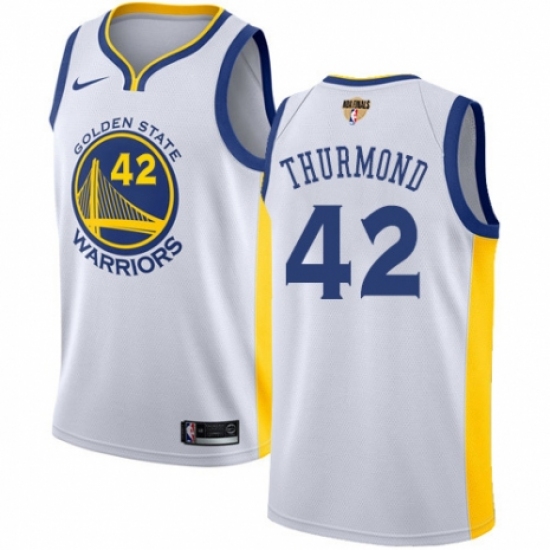 Men's Nike Golden State Warriors 42 Nate Thurmond Swingman White Home 2018 NBA Finals Bound NBA Jersey - Association Edition