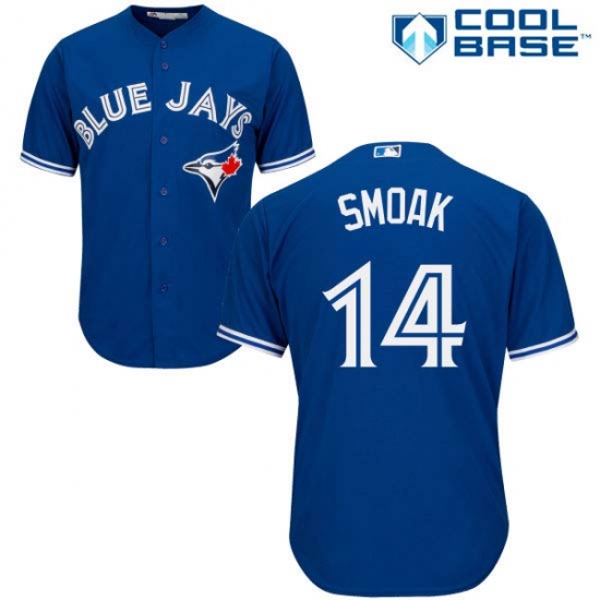 Youth Majestic Toronto Blue Jays 14 Justin Smoak Replica Blue Alternate MLB Jersey