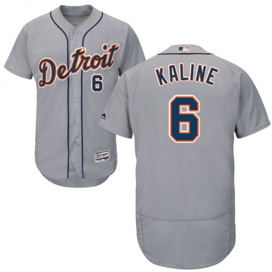 Men's Majestic Detroit Tigers 6 Al Kaline Grey Road Flex Base Authentic Collection MLB Jersey